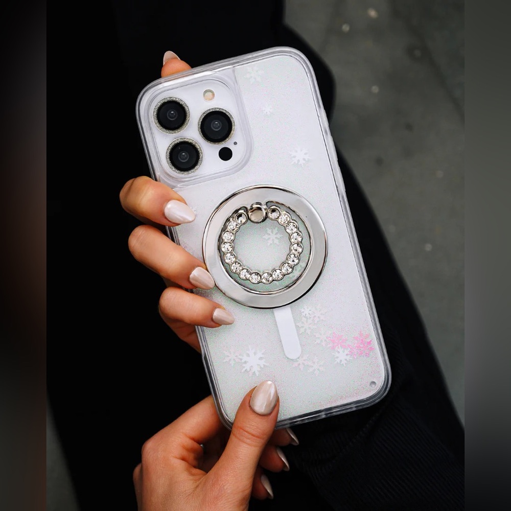 LUXYLEMON IPHONE 16 PRO WHITE SNOW GLITTER LIQUID CASE | NWT